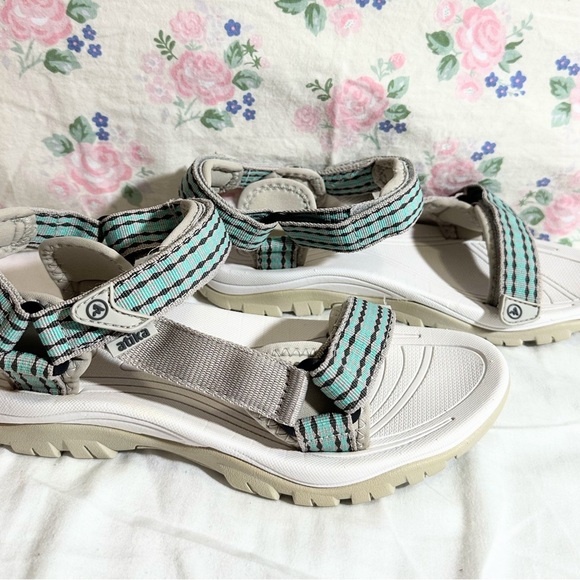 Atika Sandals - Gray and Teal Stripes hiking sandals for women size 7 - Picture 6 of 15